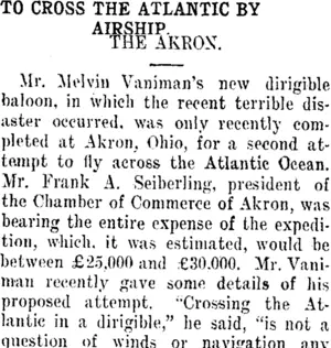 TO CROSS THE ATLANTIC BY AIRSHIP. (Taranaki Daily News 6-7-1912)