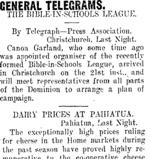 GENERAL TELEGRAMS. (Taranaki Daily News 6-8-1912)