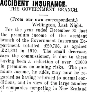 ACCIDENT INSURANCE. (Taranaki Daily News 1-8-1912)