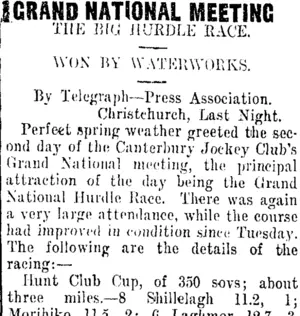GRAND NATIONAL MEETING (Taranaki Daily News 16-8-1912)