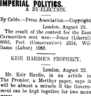 IMPERIAL POLITICS. (Taranaki Daily News 26-8-1912)