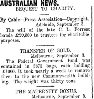 AUSTRALIAN NEWS. (Taranaki Daily News 4-9-1912)