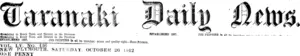 Masthead (Taranaki Daily News 26-10-1912)