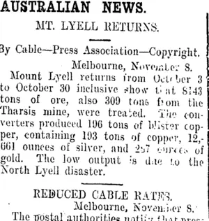 AUSTRALIAN NEWS. (Taranaki Daily News 9-11-1912)