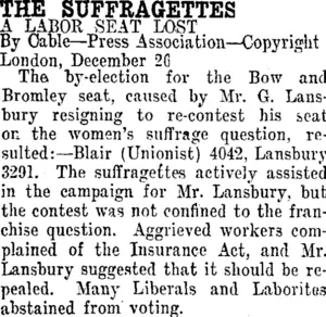 THE SUFFRAGETTES. (Taranaki Daily News 28-11-1912)