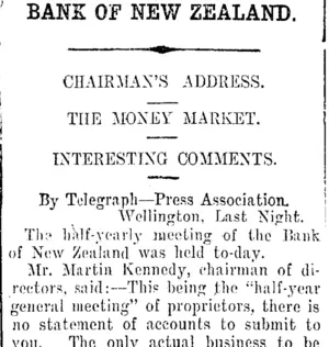 BANK OF NEW ZEALAND. (Taranaki Daily News 5-12-1912)
