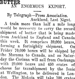 BUTTER. (Taranaki Daily News 18-12-1912)