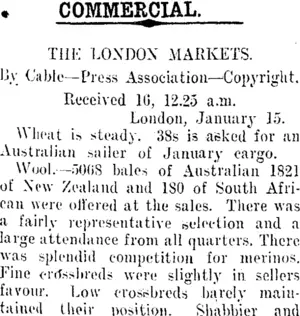COMMERCIAL. (Taranaki Daily News 16-1-1913)