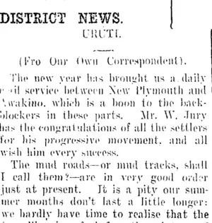 DISTRICT NEWS. (Taranaki Daily News 31-1-1913)