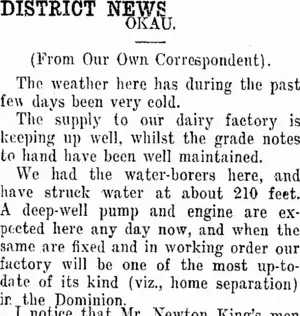 DISTRICT NEWS. (Taranaki Daily News 1-2-1913)