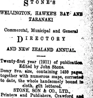 Page 3 Advertisements Column 6 (Taranaki Daily News 1-2-1913)