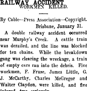RAILWAY ACCIDENT. (Taranaki Daily News 1-2-1913)