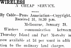 WIRELESS. (Taranaki Daily News 1-2-1913)