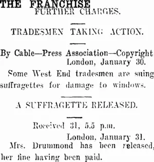 THE FRANCHISE. (Taranaki Daily News 1-2-1913)