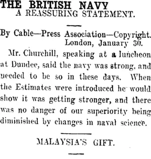 THE BRITISH NAVY. (Taranaki Daily News 1-2-1913)