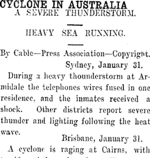 CYCLONE IN AUSTRALIA. (Taranaki Daily News 1-2-1913)