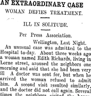 AN EXTRAORDINARY CASE. (Taranaki Daily News 1-2-1913)