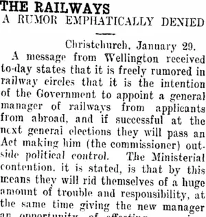 THE RAILWAYS. (Taranaki Daily News 1-2-1913)