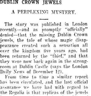 DUBLIN CROWN JEWELS (Taranaki Daily News 1-2-1913)