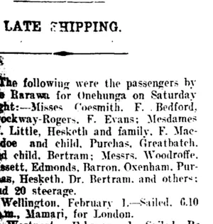 LATE SHIPPING. (Taranaki Daily News 3-2-1913)