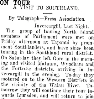 ON TOUR. (Taranaki Daily News 3-2-1913)