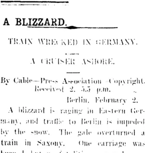 A BLIZZARD. (Taranaki Daily News 3-2-1913)