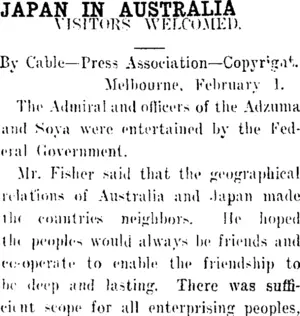 JAPAN IN AUSTRALIA. (Taranaki Daily News 3-2-1913)