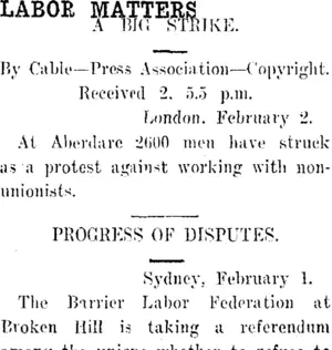 LABOR MATTERS. (Taranaki Daily News 3-2-1913)