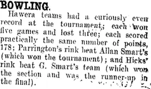 BOWLING. (Taranaki Daily News 3-2-1913)