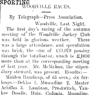 SPORTING. (Taranaki Daily News 20-2-1913)