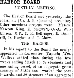 HARBOR BOARD. (Taranaki Daily News 20-3-1913)