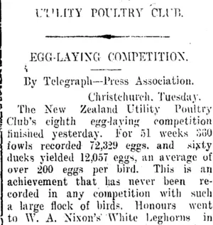 UTILITY POULTRY CLUB. (Taranaki Daily News 3-4-1913)