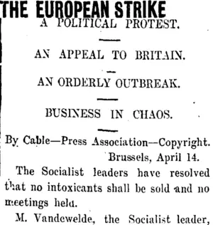 THE EUROPEAN STRIKE (Taranaki Daily News 16-4-1913)