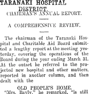 TARANAKI HOSPITAL DISTRICT. (Taranaki Daily News 17-4-1913)