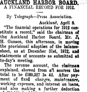 AUCKLAND HARBOR BOARD. (Taranaki Daily News 10-4-1913)