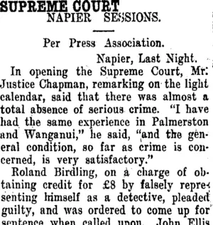 SUPREME COURT. (Taranaki Daily News 17-6-1913)
