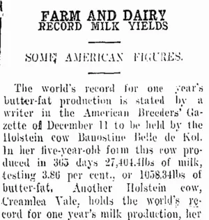 FARM AND DAIRY. (Taranaki Daily News 23-1-1914)