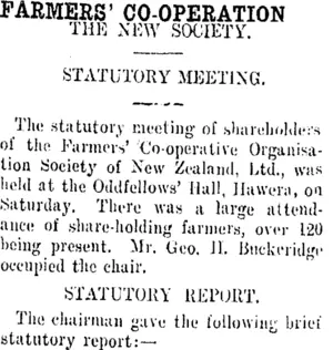 FARMERS' CO-OPERATION. (Taranaki Daily News 6-2-1914)