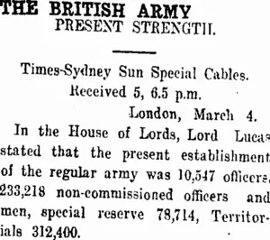 THE BRITISH ARMY. (Taranaki Daily News 6-3-1914)