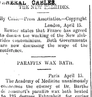 GENERAL CABLES. (Taranaki Daily News 17-4-1914)