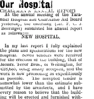 Our Hospital (Taranaki Daily News 23-4-1914)