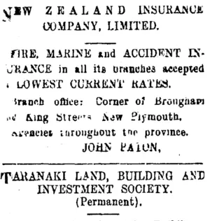 Page 8 Advertisements Column 3 (Taranaki Daily News 28-5-1914)