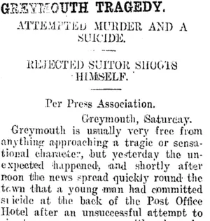 GREYMOUTH TRAGEDY. (Taranaki Daily News 15-6-1914)