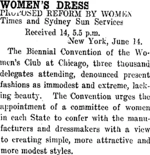 WOMEN'S DRESS. (Taranaki Daily News 15-6-1914)