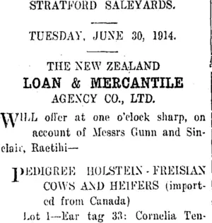 Page 8 Advertisements Column 3 (Taranaki Daily News 27-6-1914)