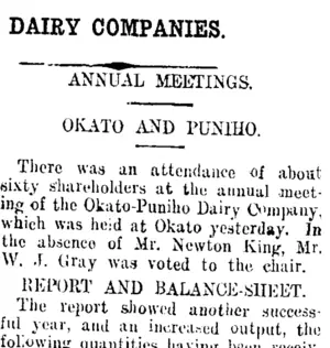 DAIRY COMPANIES. (Taranaki Daily News 30-7-1914)