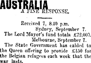 AUSTRALIA (Taranaki Daily News 8-9-1914)