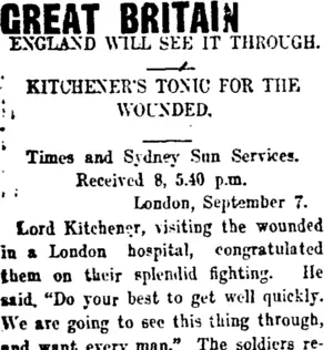 GREAT BRITAIN (Taranaki Daily News 9-9-1914)