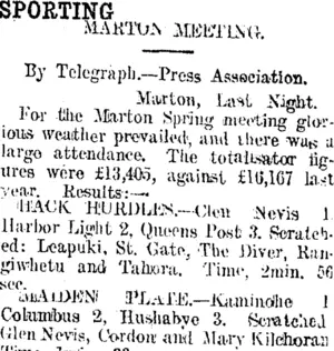 SPORTING. (Taranaki Daily News 3-9-1914)