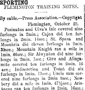 SPORTING. (Taranaki Daily News 30-10-1914)